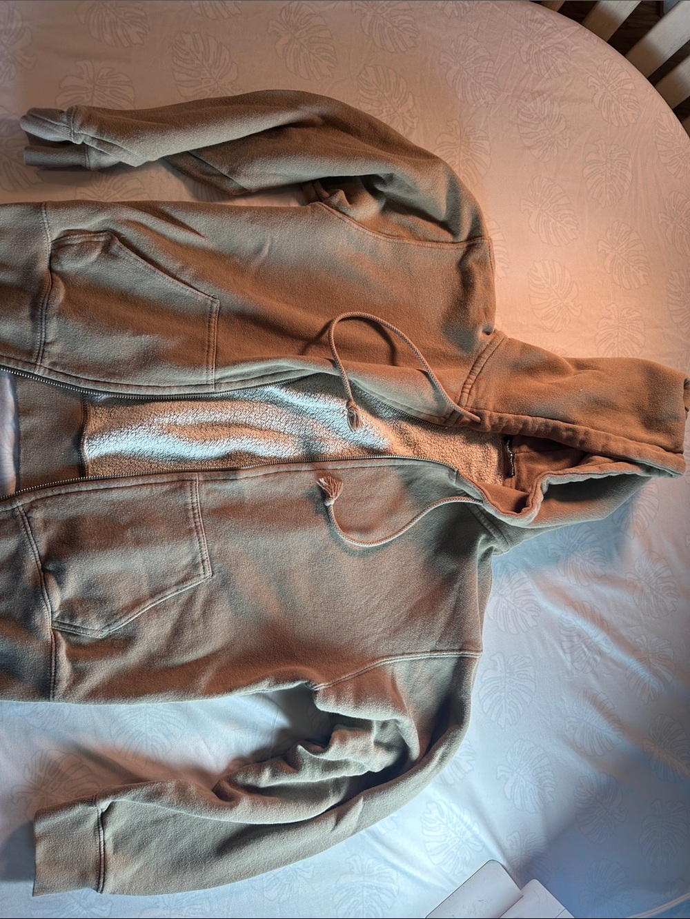 Brandy Melville Olive Green Zip-Up Hoodie